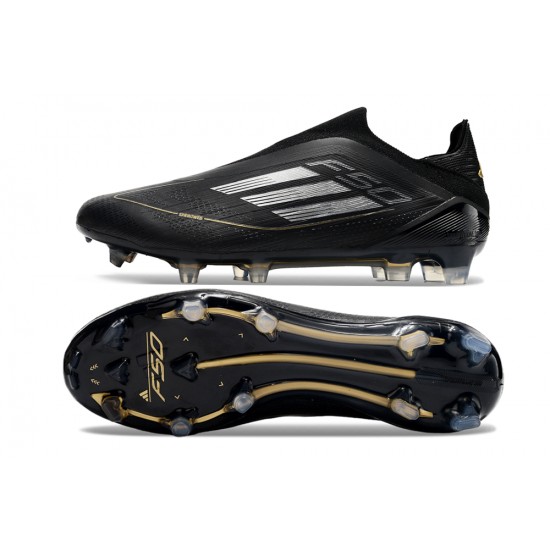 Adidas F50 Elite Laceless FG Black and Gold Mens 