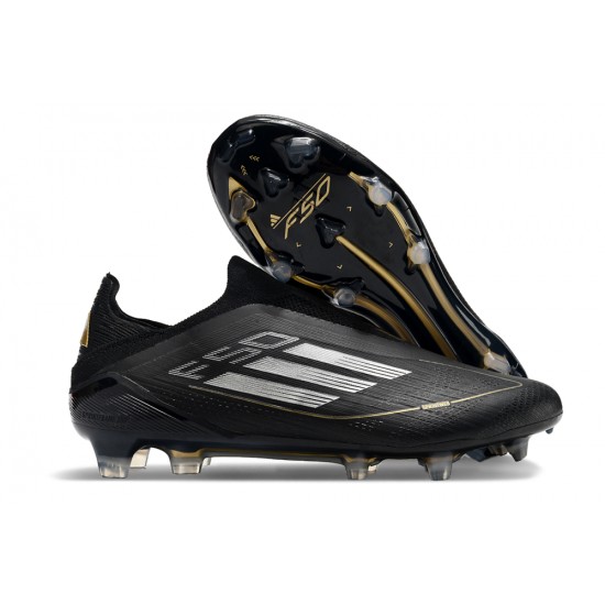 Adidas F50 Elite Laceless FG Black and Gold Mens 