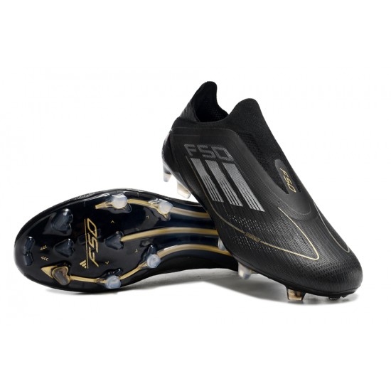 Adidas F50 Elite Laceless FG Black and Gold Mens 