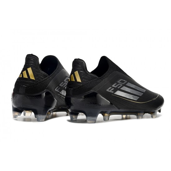 Adidas F50 Elite Laceless FG Black and Gold Mens 