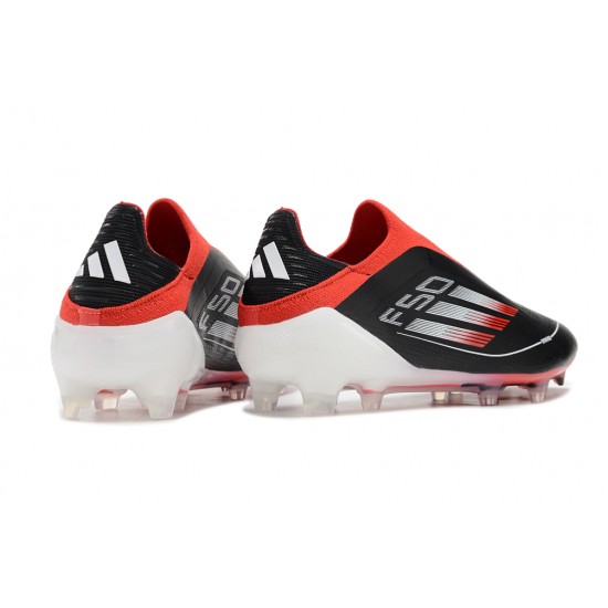 Adidas F50 Elite Laceless FG Black and Red Low cut 