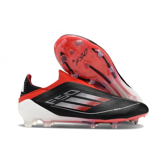 Adidas F50 Elite Laceless FG Black and Red Low cut 