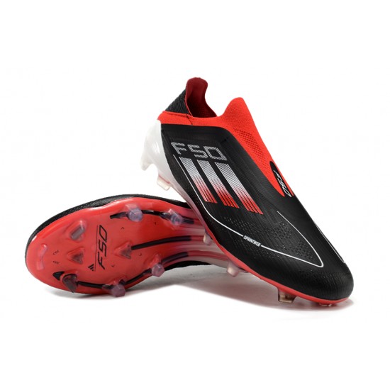 Adidas F50 Elite Laceless FG Black and Red Low cut 