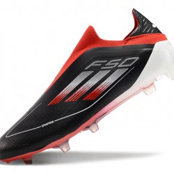 Adidas F50 Elite Laceless FG Black and Red Low cut 