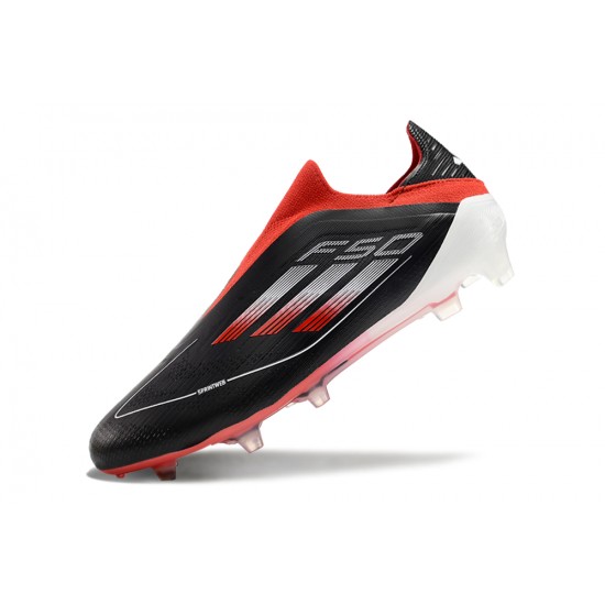 Adidas F50 Elite Laceless FG Black and Red Low cut 