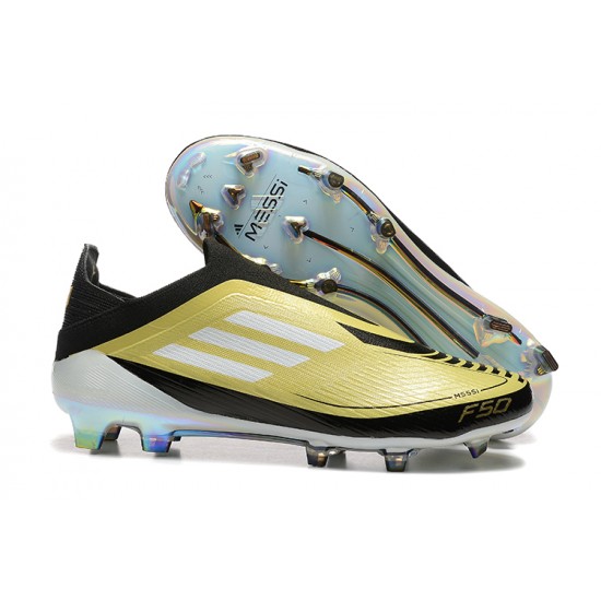 Adidas F50 Elite Laceless FG Gold Black 