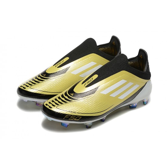 Adidas F50 Elite Laceless FG Gold Black 