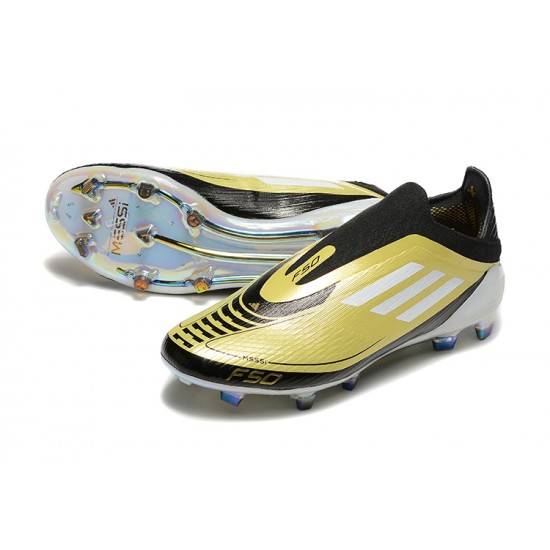 Adidas F50 Elite Laceless FG Gold Black 