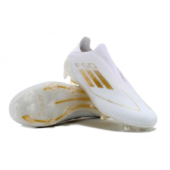 Adidas F50 Elite Laceless FG Low cut White Gold 