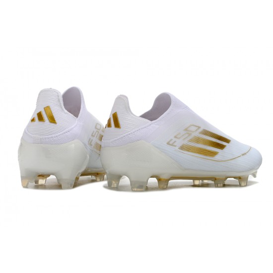 Adidas F50 Elite Laceless FG Low cut White Gold 