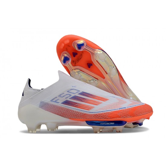 Women Men Adidas F50 FG Shoelace White Orange Football Shoes