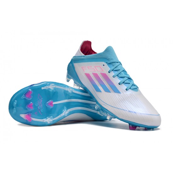 Adidas F50 FG Soccer Cleats Ltblue Grey Pink