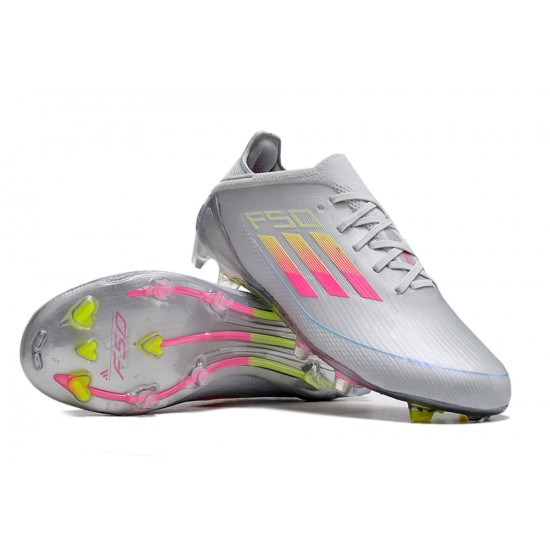 Adidas F50 FG Soccer Cleats Silver Purple Green