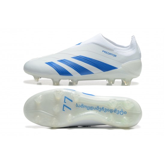 Adidas Predator Accuracy FG White and Blue Mens Soccer Cleats