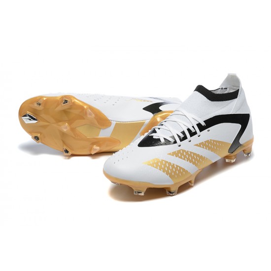 Sale Adidas Predator Accuracy FG Soccer Cleats White Gold Black