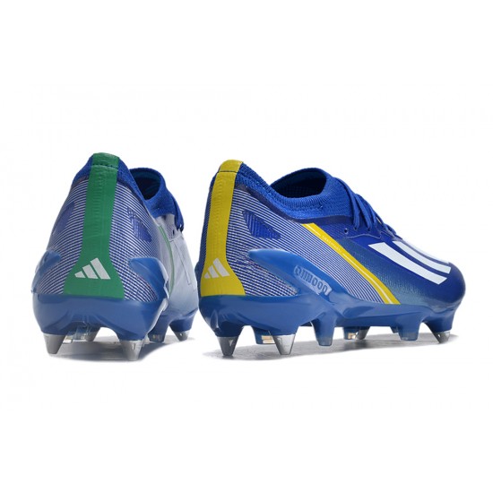 Sale Adidas X Crazyfast1 SG Blue Ltblue Yellow Silver Soccer Cleats