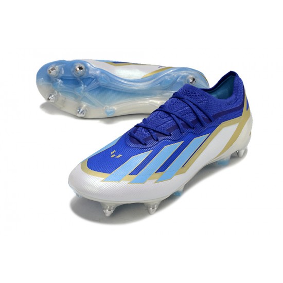 Sale Adidas X Crazyfast1 SG Deep Blue Gold Ltblue White Low Soccer Cleats