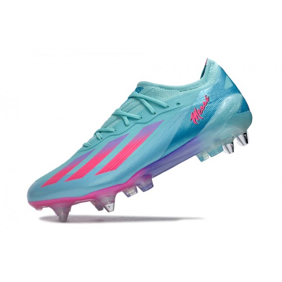 Sale Adidas X Crazyfast1 SG Ltblue Pink Low Soccer Cleats