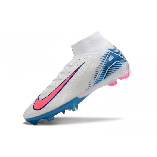 Sale Nike Air Zoom Mercurial Superfly 10 Elite FG Mens White and Pink Soccer Cleats