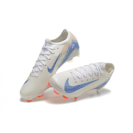 Sale Nike Air Zoom Mercurial Vapor 16 Elite FG White and Blue Mens Soccer Cleats