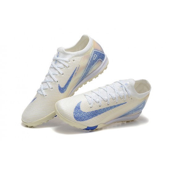 Sale Nike Air Zoom Mercurial Vapor 16 Elite TF Mens White and Blue Soccer Cleats