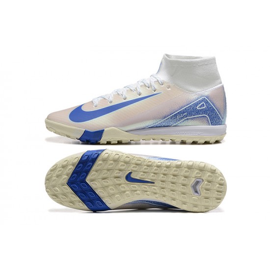 Sale Nike Air Zoom Superfly 10 Mercurial Elite TF White and Blue Soccer Cleats