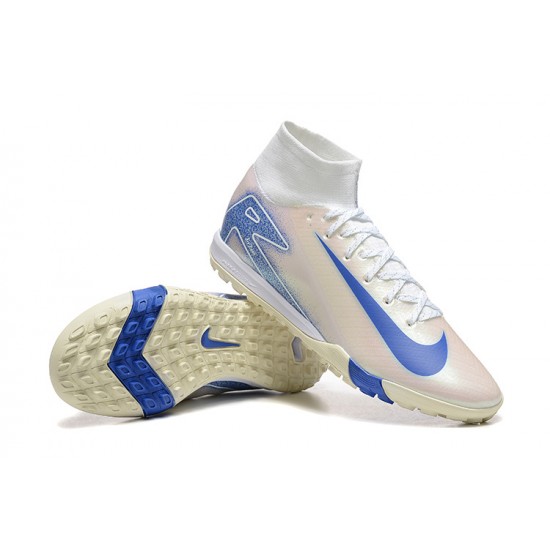 Sale Nike Air Zoom Superfly 10 Mercurial Elite TF White and Blue Soccer Cleats