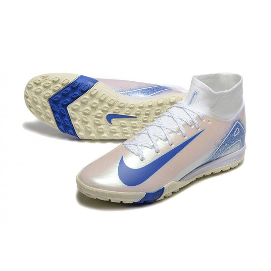 Sale Nike Air Zoom Superfly 10 Mercurial Elite TF White and Blue Soccer Cleats