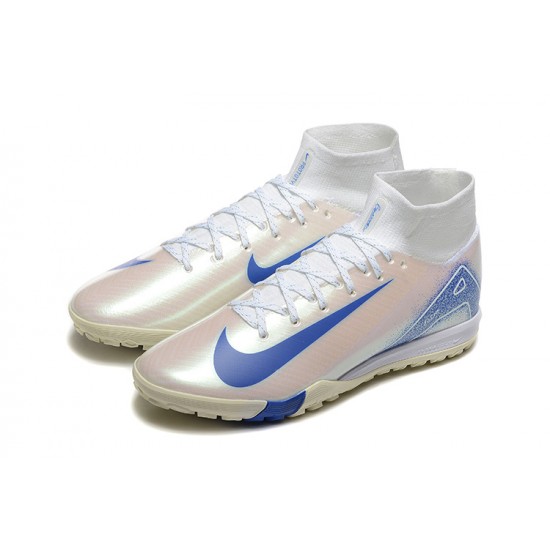 Sale Nike Air Zoom Superfly 10 Mercurial Elite TF White and Blue Soccer Cleats