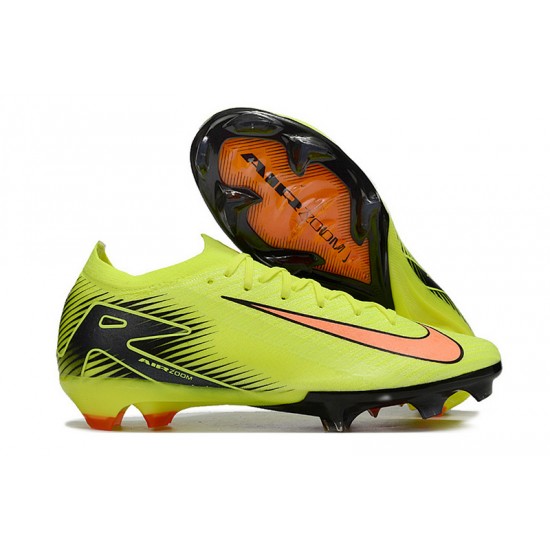 Sale Unisex Nike Air Zoom Mercurial Vapor 16 Elite FG Chartreuse and Orange Soccer Cleats