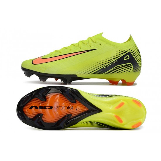 Sale Unisex Nike Air Zoom Mercurial Vapor 16 Elite FG Chartreuse and Orange Soccer Cleats