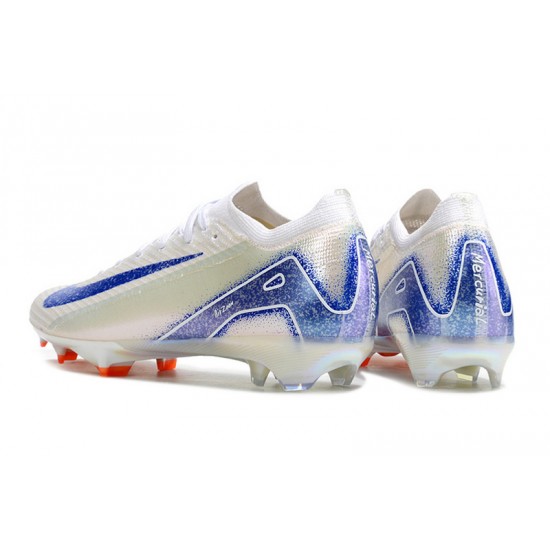 Sale Unisex Nike Air Zoom Mercurial Vapor 16 Elite FG White Blue Soccer Cleats