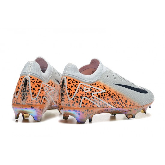 Sale Unisex Nike Air Zoom Mercurial Vapor 16 Elite FG White and Orange Soccer Cleats