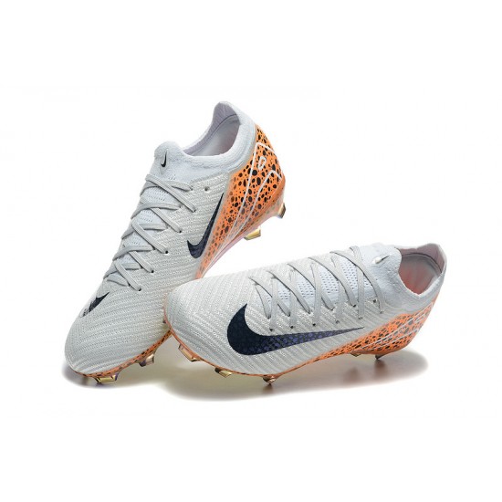 Sale Unisex Nike Air Zoom Mercurial Vapor 16 Elite FG White and Orange Soccer Cleats