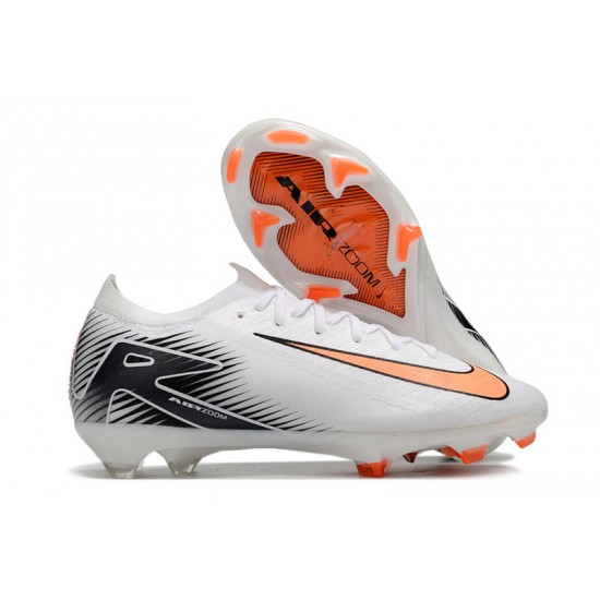 Sale Unisex Nike Air Zoom Mercurial Vapor 16 Elite FG White and Orange Soccer Cleats