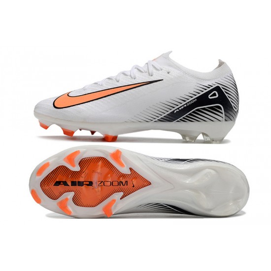 Sale Unisex Nike Air Zoom Mercurial Vapor 16 Elite FG White and Orange Soccer Cleats