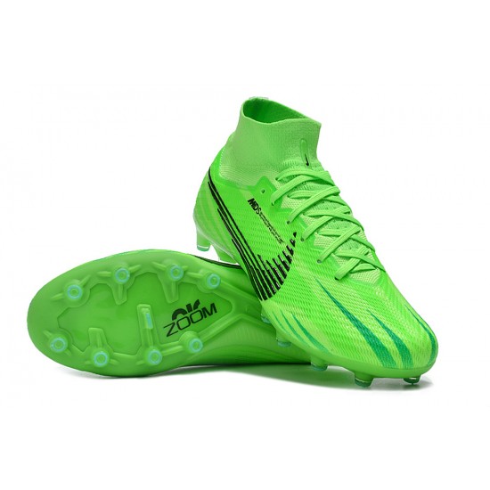 Nike Air Zoom Mercurial Superfly 9 Elite AG High Top Soccer Cleats Green Black