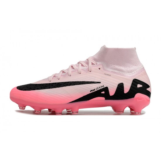 Nike Air Zoom Mercurial Superfly 9 Elite AG High Top Soccer Cleats Pink White Black