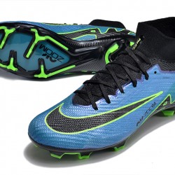 Nike Air Zoom Mercurial Superfly 9 Elite FG High Top Soccer Cleats Black Green Blue