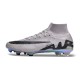 Nike Air Zoom Mercurial Superfly 9 Elite FG High Top Soccer Cleats Grey Black