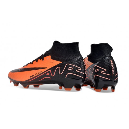 Nike Air Zoom Mercurial Superfly 9 Elite FG High Top Soccer Cleats Orange Black