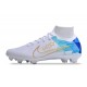 Nike Air Zoom Mercurial Superfly 9 Elite FG High Top Soccer Cleats White Blue