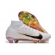 Nike Air Zoom Mercurial Superfly 9 Elite FG High Top Soccer Cleats White Yellow