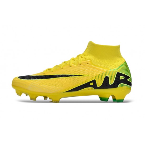 Nike Air Zoom Mercurial Superfly 9 Elite FG High Top Soccer Cleats Yellow Black