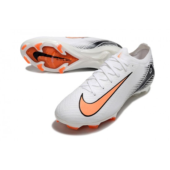 Sale Nike Air Zoom Mercurial Vapor 16 Elite FG Low White Black Orange Soccer Cleats