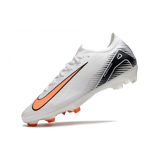 Sale Nike Air Zoom Mercurial Vapor 16 Elite FG Low White Black Orange Soccer Cleats