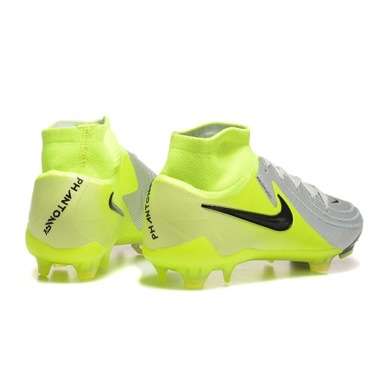 Sale Nike Phantom Luna Elite FG High top Chartreuse Grey Soccer Cleats Soccer Cleats