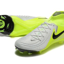 Nike Phantom Luna Elite FG High top Chartreuse Grey Soccer Cleats 