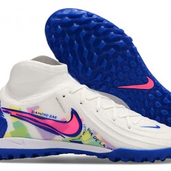 Nike Phantom Luna Elite TF High top White Blue Mens Soccer Cleats 