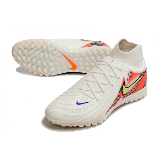 Sale Nike Phantom Luna Elite TF High top White Yellow Mens Soccer Cleats Soccer Cleats